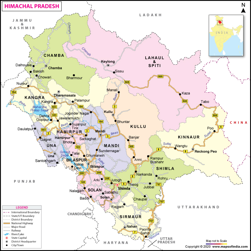 Himachal Pradesh - Map